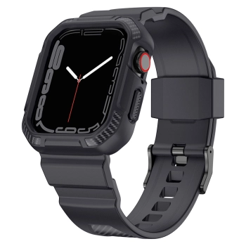 Kingxbar CYF106 2w1 pancerne etui Apple Watch SE, 9, 8, 7, 6, 5, 4, 3, 2, 1 (41, 40, 38 mm) z paskiem szare