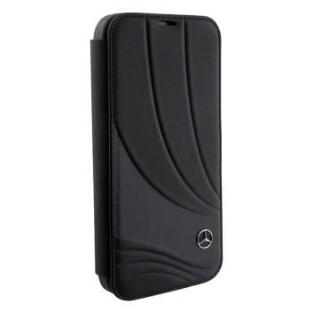 Etui Mercedes Leather Wave Patern na iPhone 15 - czarne