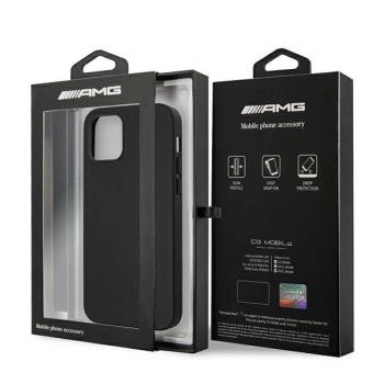 Etui AMG Leather Hot Stamped na iPhone 12 Pro Max - czarne