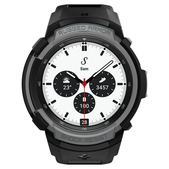 Etui z paskiem Spigen Rugged Armor Pro na Samsung Galaxy Watch 4 Classic 42 mm - szare
