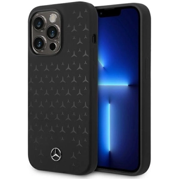 Etui Mercedes Silicone Stars Pattern MagSafe na iPhone 15 Pro - czarne