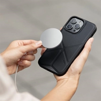 Etui UNIQ Transforma Magclick Charging na iPhone 14 Pro - niebieskie