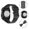 Kingxbar CYF136 2w1 pancerne etui Apple Watch SE, 6, 5, 4 (44 mm) ze stali nierdzewnej z paskiem czarne
