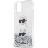 Etui Karl Lagerfeld Liquid Glitter Karl&Choupette Heads na iPhone 11 / Xr - srebrne