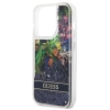 Etui Guess Flower Liquid Glitter na iPhone 14 Pro Max - niebieskie