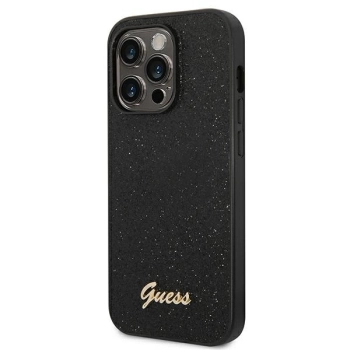 Etui Guess Glitter Script na iPhone 14 Pro Max - czarne
