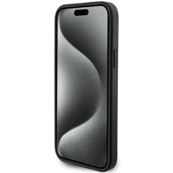 Etui Karl Lagerfeld Saffiano Cardslot Karl&Choupette Metal Pin do iPhone 15 - czarne
