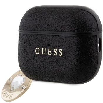Etui Guess Fixed Glitter Heart Diamond Charm na AirPods Pro 2 - czarne