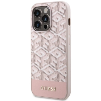 Etui Guess GCube Stripes MagSafe na iPhone 14 Pro - różowe