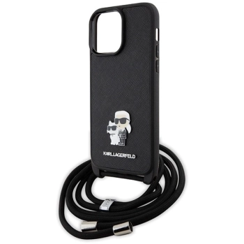 Etui Karl Lagerfeld Crossbody Saffiano Metal Pin Karl&Choupette na iPhone 14 Pro Max - czarne