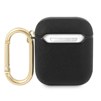 Etui Guess Saffiano Script Metal Collection na AirPods 1/2 - czarne
