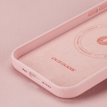 Dux Ducis Grit skórzane etui do iPhone 14 elegancki pokrowiec ze sztucznej skóry (kompatybilne z MagSafe) różowy