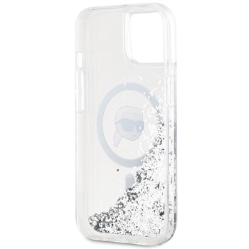 Etui Karl Lagerfeld Liquid Glitter Karl Head MagSafe na iPhone 15 / 14 / 13 - przezroczyste