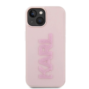 Etui Karl Lagerfeld 3D Rubber Glitter Logo na iPhone 15 - różowe