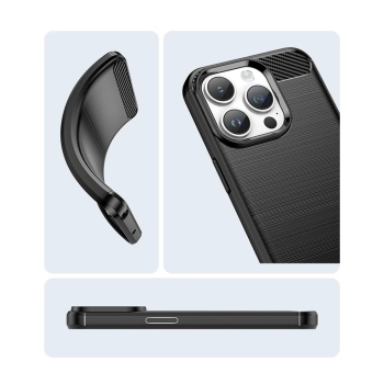 Carbon Case etui iPhone 14 Pro elastyczny żelowy pokrowiec na tył plecki czarny