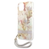 Etui Guess Flower Strap na iPhone 13 mini - fioletowe
