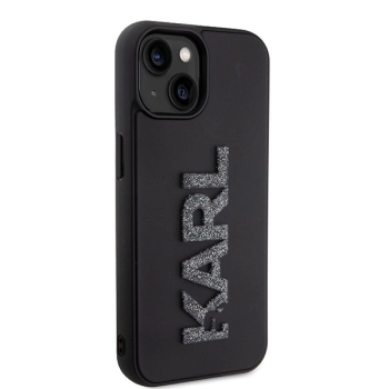 Etui Karl Lagerfeld 3D Rubber Glitter Logo na iPhone 15 - czarne