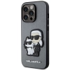 Etui Karl Lagerfeld Saffiano Karl&Choupette na iPhone 14 Pro - srebrne