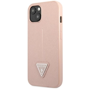 Etui Guess Saffiano Triangle Logo na iPhone 14 Plus - różowe