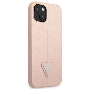 Etui Guess Saffiano Triangle Logo na iPhone 14 Plus - różowe
