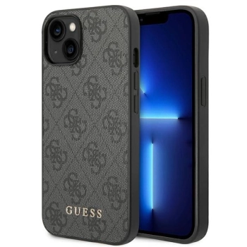 Etui Guess 4G Metal Gold Logo na iPhone 14 - szare