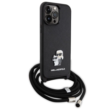 Etui Karl Lagerfeld Crossbody Saffiano Metal Pin Karl&Choupette na iPhone 14 Pro Max - czarne