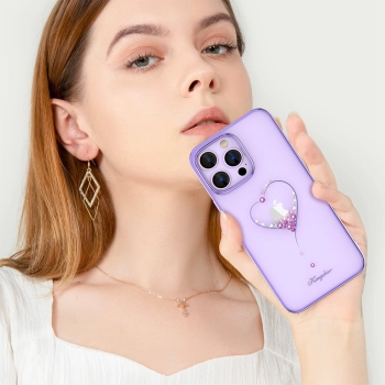 Etui silikonowe z kryształami Swarovski Kingxbar Wish Series do iPhone 14 Pro - fioletowe