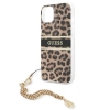 Etui Guess Gold Chain na iPhone 13 mini - brązowe cętki
