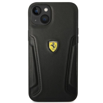 Etui Ferrari Leather Stamp Sides na iPhone 14 Plus - czarne