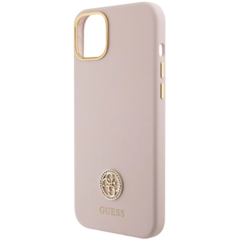 Etui Guess Silicone Logo Strass 4G na iPhone 15 Plus / 14 Plus - jasnoróżowe