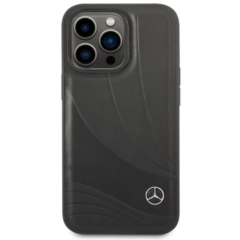 Etui Mercedes Leather Wave Patern na iPhone 14 Pro Max - czarne