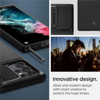 Etui Spigen Optik Armor na Samsung Galaxy S22 Ultra - czarne