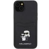 Etui Karl Lagerfeld Saffiano Cardslot Karl&Choupette Metal Pin do iPhone 15 - czarne