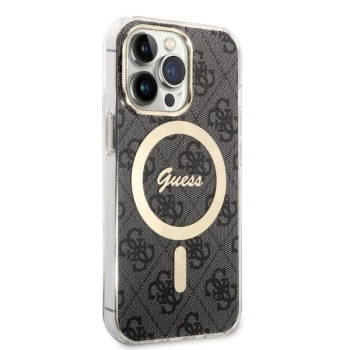 Etui Guess 4G Print MagSafe na iPhone 13 Pro Max + ładowarka indukcyjna - czarne