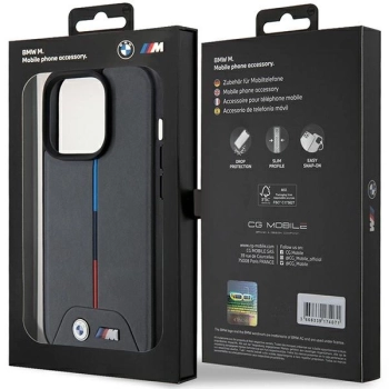 Etui BMW M Quilted Tricolor MagSafe na iPhone 15 Pro - szare