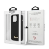 Etui Guess Silicone Script Gold Logo MagSafe na iPhone 13 Pro Max - czarne