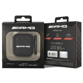 Etui AMG Leather Big Logo na AirPods - czarne