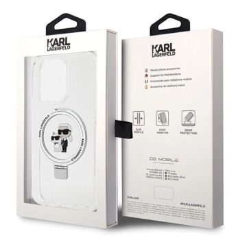 Etui Karl Lagerfeld Ring Stand Karl&Choupettte MagSafe na iPhone 13 Pro Max - białe