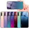 Gradient Glass etui pokrowiec nakładka ze szkła hartowanego Huawei P40 Lite E różowo-fioletowy
