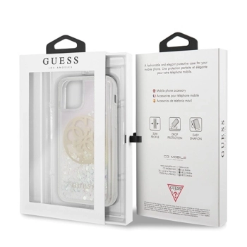Etui Guess Gradient Liquid Glitter Circle Logo na iPhone 11 Pro Max - przezroczyste