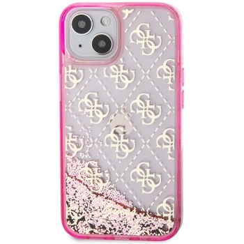 Etui Guess Liquid Glitter 4G Transculent na iPhone 14 - różowe