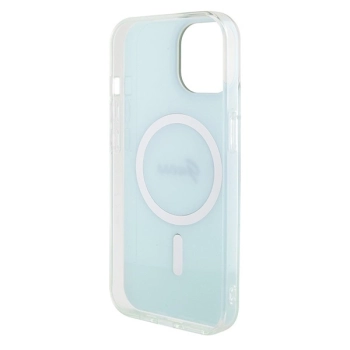 Etui Guess IML Iridescent MagSafe do iPhone 15 - turkusowe