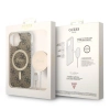 Etui Guess 4G Print MagSafe na iPhone 14 Plus + ładowarka indukcyjna - brązowe