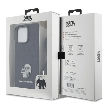 Etui Karl Lagerfeld Crossbody Saffiano Metal Pin Karl&Choupette na iPhone 15 Pro Max - czarne
