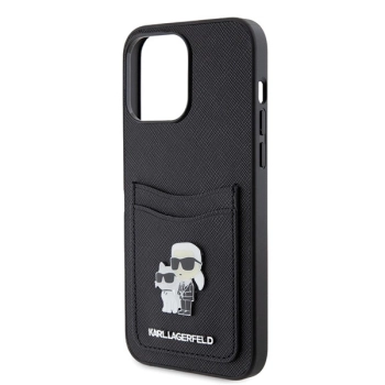 Etui Karl Lagerfeld Saffiano Cardslot KC Metal Pin do iPhone 15 Pro Max - czarne
