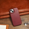 iCarer CE Oil Wax Premium Leather Folio Case skórzane etui iPhone 14 z klapką magnetyczne MagSafe czerwony (AKI14220705-RD)