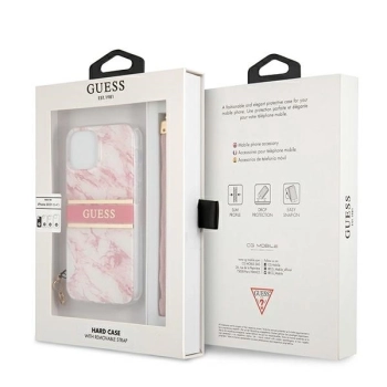 Etui Guess Marble Strap Collection na iPhone 13 mini - różowe