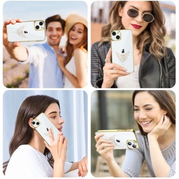 Kingxbar Sky Series luksusowe etui z Kryształami Swarovskiego na iPhone 13 Pro złoty (Dew)