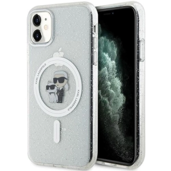 Etui Karl Lagerfeld Karl&Choupette Glitter MagSafe na iPhone 11 / Xr - przezroczyste