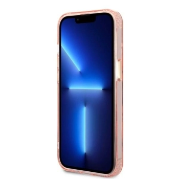 Etui Guess Gold Outline Translucent MagSafe na iPhone 13 - różowe
